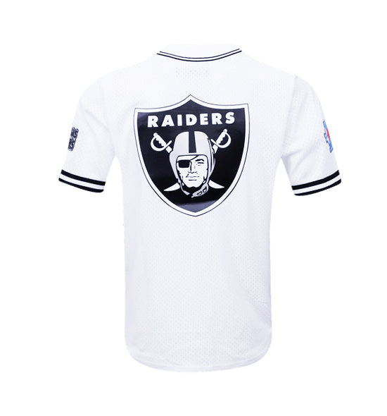 PRO STANDARD NFL LAS VEGAS RAIDERS LOGO MEN'S MESH BUTTON UP WHITE JERSEY
